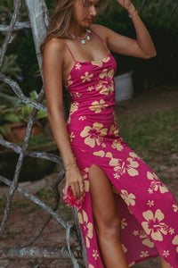 The Dina Dress - Rasberry & Cream
